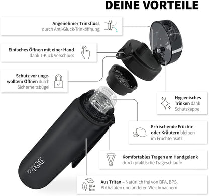 Trinkflasche 720DGREE uberBottle softTouch mit Früchtebehälter 500ml